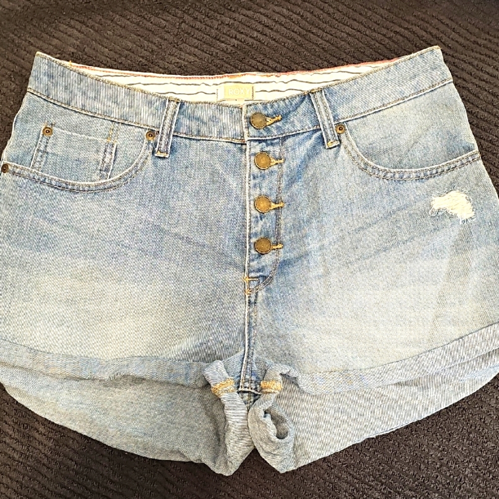 Roxy Denim Blue Button-Fly Women's Shorts